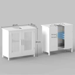 Rackhams Modern Under Sink Cabinet with 2 Doors, Bathroom Vanity Unit, Pedestal Under Sink Design, Storage Cupboard with Adjustable Shelves, White - thumbnail 3