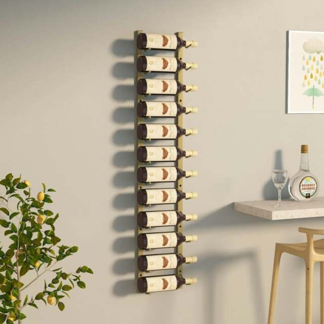 Rackhams Wall Mounted Wine Rack for 12 Bottles Gold Iron - image 1