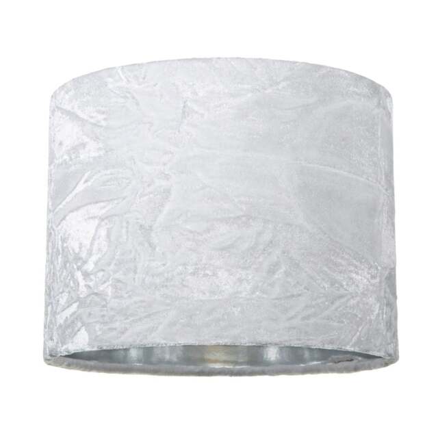 "Rackhams Modern White Crushed Velvet 8"" Table/Pendant Lampshade with Shiny Silver Inner" - image 1