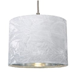 "Rackhams Modern White Crushed Velvet 8"" Table/Pendant Lampshade with Shiny Silver Inner" - thumbnail 2