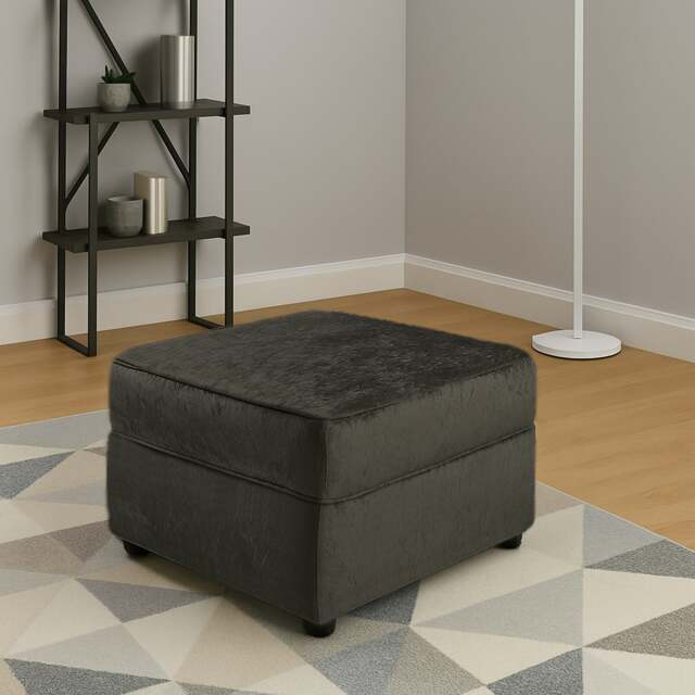 Rackhams Chelsea / Crystal Crushed Velvet Footstool - Black - image 1