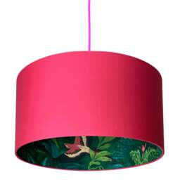 "Rackhams Bird Of Paradise Silhouette Lampshade in Watermelon Pink - Table / Floor Lamp - 70cm Diameter x 30cm Height / (27"" x 12"")"
