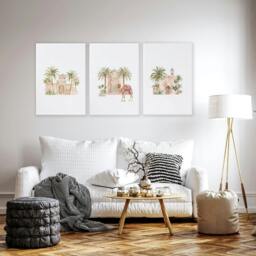 Rackhams Wall Canvas Living Room - Set of 3 Moroccan Inspired Wall art Prints - A2 16.54 x 23.39 in / 42 x 59.4 cm - Matte Museum Quality Art Paper 290 gsm - Oak Frame - thumbnail 6