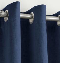 "Rackhams Navy Plain Textured Thermal Room Darkening Energy Saving Pair of Curtains For Bedroom & Living Room - 46"" (117cm) Width x 72"" (183cm) Drop" - thumbnail 2