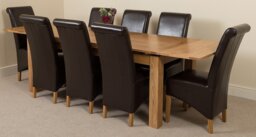 Rackhams Richmond Large Oak Extending Dining Table with Montana Leather Chairs - 6 chairs - Brown - thumbnail 5