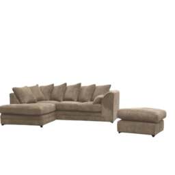 Rackhams Jumbo Cord Left Hand Corner Sofa With FREE footstool - Cream - thumbnail 2