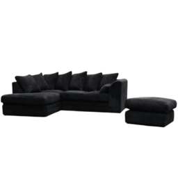 Rackhams Jumbo Cord Left Hand Corner Sofa With FREE footstool - Cream - thumbnail 6