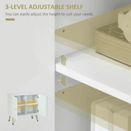 Rackhams Storage Cabinet Slim Sideboard with Golden Hairpin Legs Adjustable Shelves for Living Room Dining Room Hallway White - thumbnail 6
