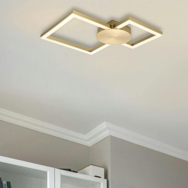 Rackhams Miles Double Square Integrated LED Ceiling Light - Brushed Brass - image 1