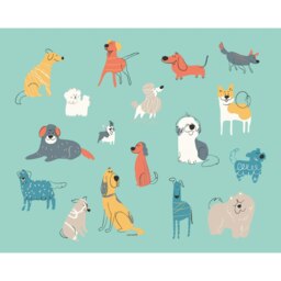 Rackhams Happy Dogs Wall Mural - Blue - Medium - W300cm x H240cm - thumbnail 2