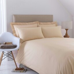 Rackhams Charlotte Thomas Poetry Plain Dyed Single Biscuit Duvet Cover Set - 137 x 200cm - Biscuit - Single