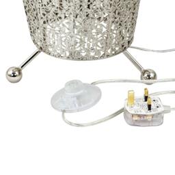 Rackhams Traditional and Ornate Floral Moroccan Floor Lamp in Polished Silver - thumbnail 3
