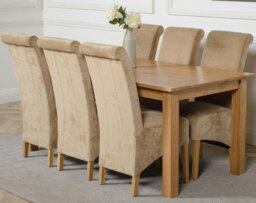 Rackhams Oslo 180 x 90cm Large Oak Dining Set with Montana Fabric Chairs - 6 chairs - Black - thumbnail 2