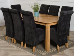 Rackhams Oslo 180 x 90cm Large Oak Dining Set with Montana Fabric Chairs - 6 chairs - Black - thumbnail 4