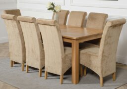 Rackhams Oslo 180 x 90cm Large Oak Dining Set with Montana Fabric Chairs - 6 chairs - Black - thumbnail 3