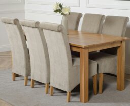 Rackhams Oslo 180 x 90cm Large Oak Dining Set with Montana Fabric Chairs - 6 chairs - Black - thumbnail 5
