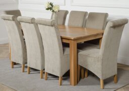 Rackhams Oslo 180 x 90cm Large Oak Dining Set with Montana Fabric Chairs - 6 chairs - Black - thumbnail 6