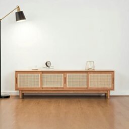 Rackhams Randal Cane TV Stand, Natural Rattan & Wood - thumbnail 1