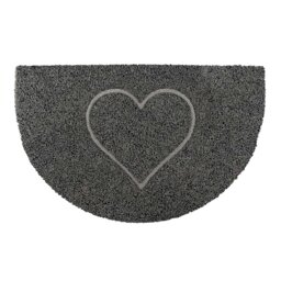 Rackhams Heart Half Moon Doormat in Grey - Grey - Vinyl - 1