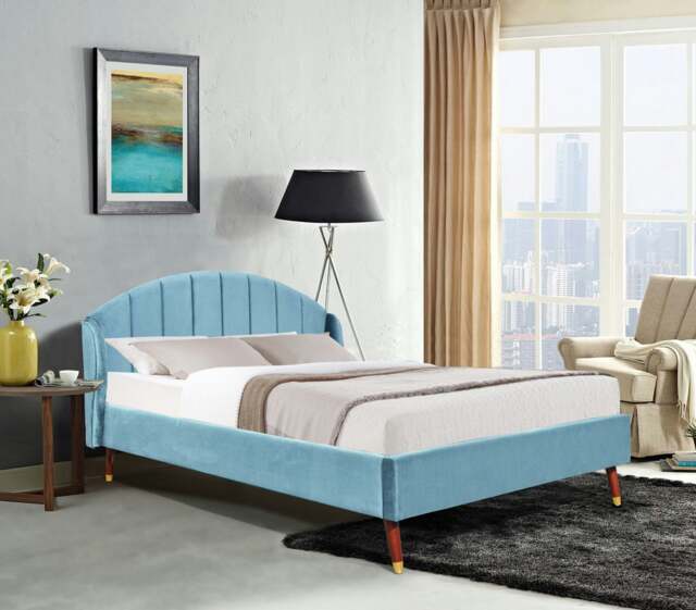 Rackhams Athens Winged Plush Velvet Fabric Bed Frame - A Luxurious and Sophisticated Statement Piece for Your Bedroom - Teal - King