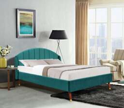 Rackhams Athens Winged Plush Velvet Fabric Bed Frame - A Luxurious and Sophisticated Statement Piece for Your Bedroom - Teal - King - thumbnail 3
