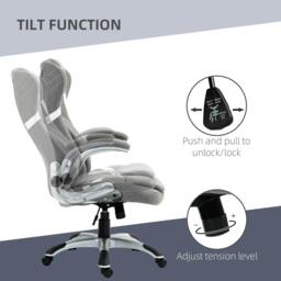 Rackhams Linen-Look Office Chair, with Adjustable Height and Tension - Grey - thumbnail 5
