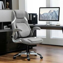 Rackhams Linen-Look Office Chair, with Adjustable Height and Tension - Grey - thumbnail 2