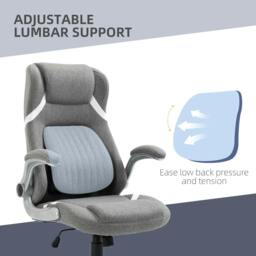Rackhams Linen-Look Office Chair, with Adjustable Height and Tension - Grey - thumbnail 6