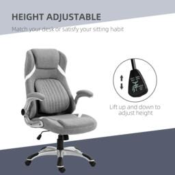 Rackhams Linen-Look Office Chair, with Adjustable Height and Tension - Grey - thumbnail 4