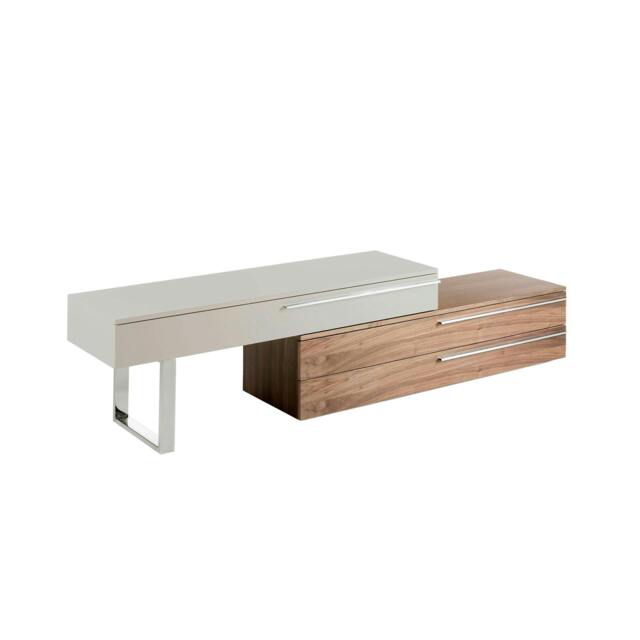 Rackhams Beige Wood, Walnut and Chrome Plated Steel TV Unit 3081 - image 1