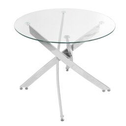 Rackhams Modern Clear Tempered Glass Dining Table Coffee Table with Chrome Crossed Legs - Clear - thumbnail 3