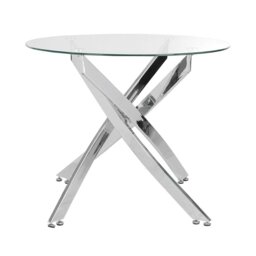 Rackhams Modern Clear Tempered Glass Dining Table Coffee Table with Chrome Crossed Legs - Clear - thumbnail 4