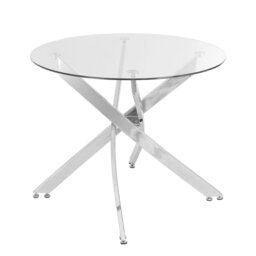 Rackhams Modern Clear Tempered Glass Dining Table Coffee Table with Chrome Crossed Legs - Clear - thumbnail 5
