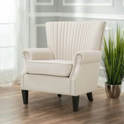 Rackhams Deep Cushioned Armchair Channel Accent Chair with Nailhead Trim