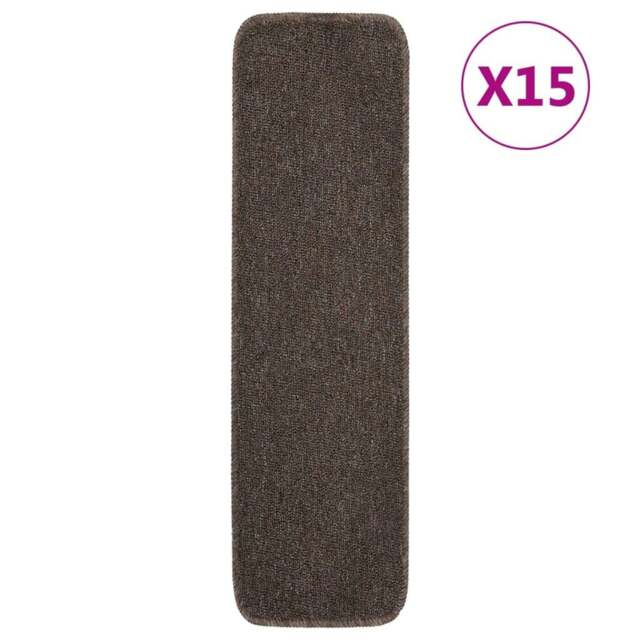 Rackhams Anti Slip Stair Mats 15 pcs 75x20 cm Brown Rectangular