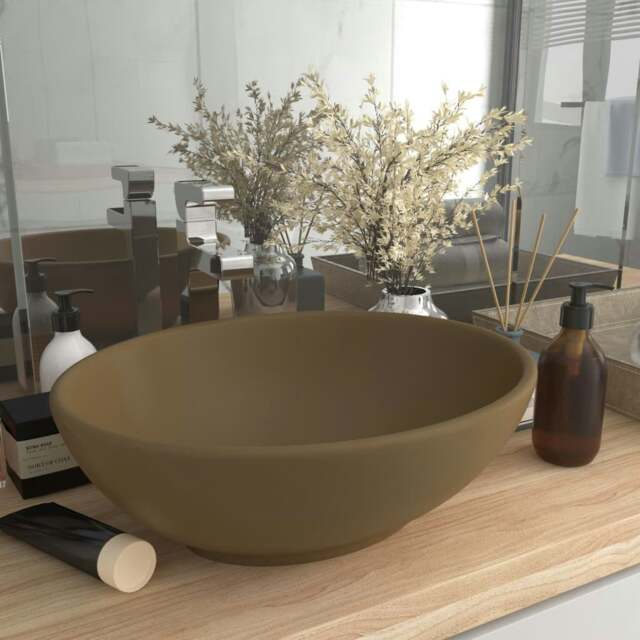 Rackhams Luxury Basin Oval-shaped Matt Cream 40x33 cm Ceramic