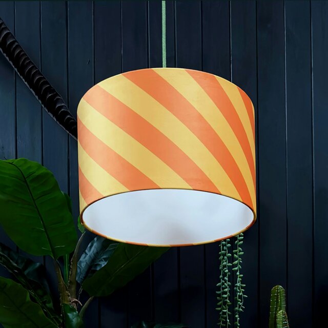 "Rackhams Marmalade Helter Skelter Velvet Lampshades - 70cm diameter x 25cm height / 27"" x 10""" - image 1