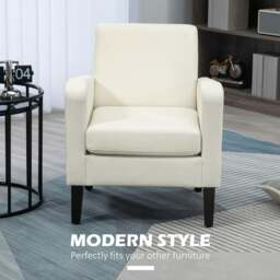 Rackhams Modern Armchair Accent w/ Rubber Wood Legs Bedroom - Light Grey - thumbnail 5