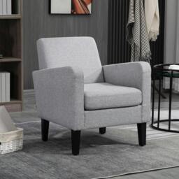 Rackhams Modern Armchair Accent w/ Rubber Wood Legs Bedroom - Light Grey