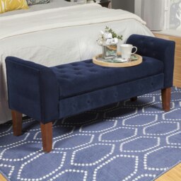 Rackhams Oxford Storage Ottoman Bench - Ink Navy Velvet Upholstery with flip lid - Ink Navy - thumbnail 3