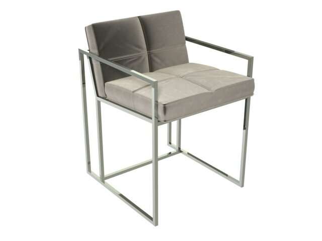 Rackhams Federico Dining Chairs - Chrome (Polished Stainless Steel) - Grey Mushroom Velvet - image 1