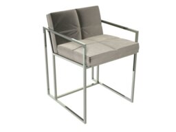 Rackhams Federico Dining Chairs - Chrome (Polished Stainless Steel) - Grey Mushroom Velvet