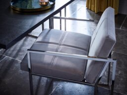Rackhams Federico Dining Chairs - Chrome (Polished Stainless Steel) - Grey Mushroom Velvet - thumbnail 4
