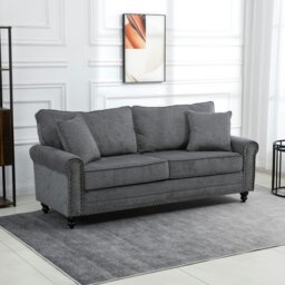 Rackhams Fabric Sofa 3 Seater Sofa for Living Room w/ Throw Pillow - Brown - Polyester Fabric, Foam - 3 Seater - thumbnail 2