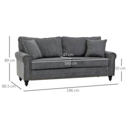 Rackhams Fabric Sofa 3 Seater Sofa for Living Room w/ Throw Pillow - Brown - Polyester Fabric, Foam - 3 Seater - thumbnail 4