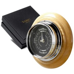 Rackhams Handmade Prestige Tide Clock in Chrome on a Natural stain English Oak Wall Mount - thumbnail 2