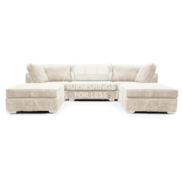 Rackhams Bishop U-Shaped Fullback Jumbo Cord Sofa - Cream - image 1