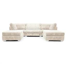 Rackhams Bishop U-Shaped Fullback Jumbo Cord Sofa - Cream - thumbnail 1