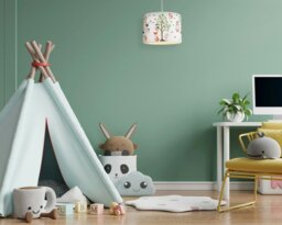 Rackhams Cute Woodland Animals Round Lamp Shade in Cotton Fabric - Foxes Owls Rabbits - thumbnail 6