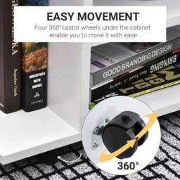 Rackhams Modern TV Cabinet Stand Storage Shelves Table Mobile Bedroom Furniture Bookshelf Bookcase White - thumbnail 6